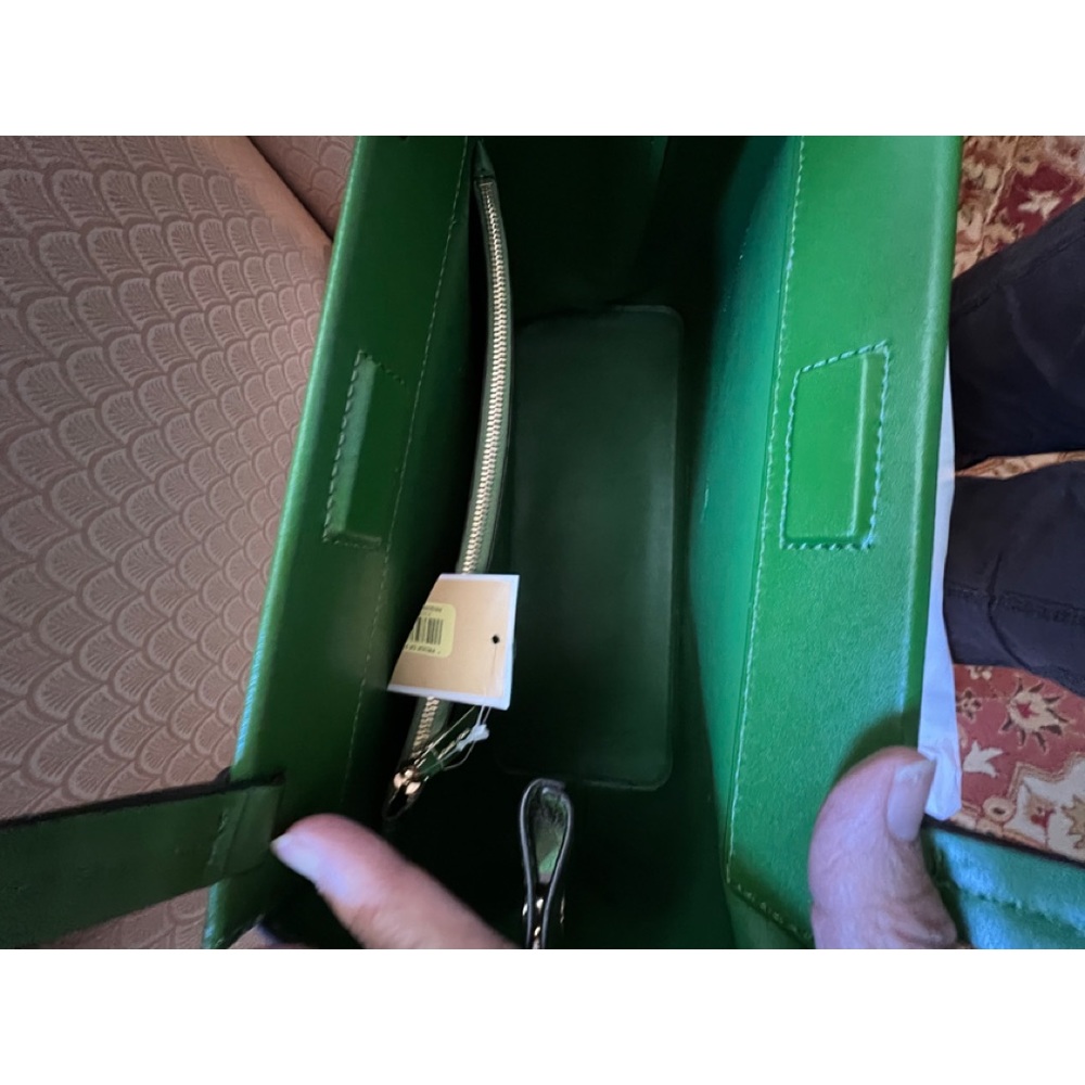 SOLD NWT$338 Authentic MICHAEL KORS Green Floral Handbag Purse Satchel - Picture 9 of 15